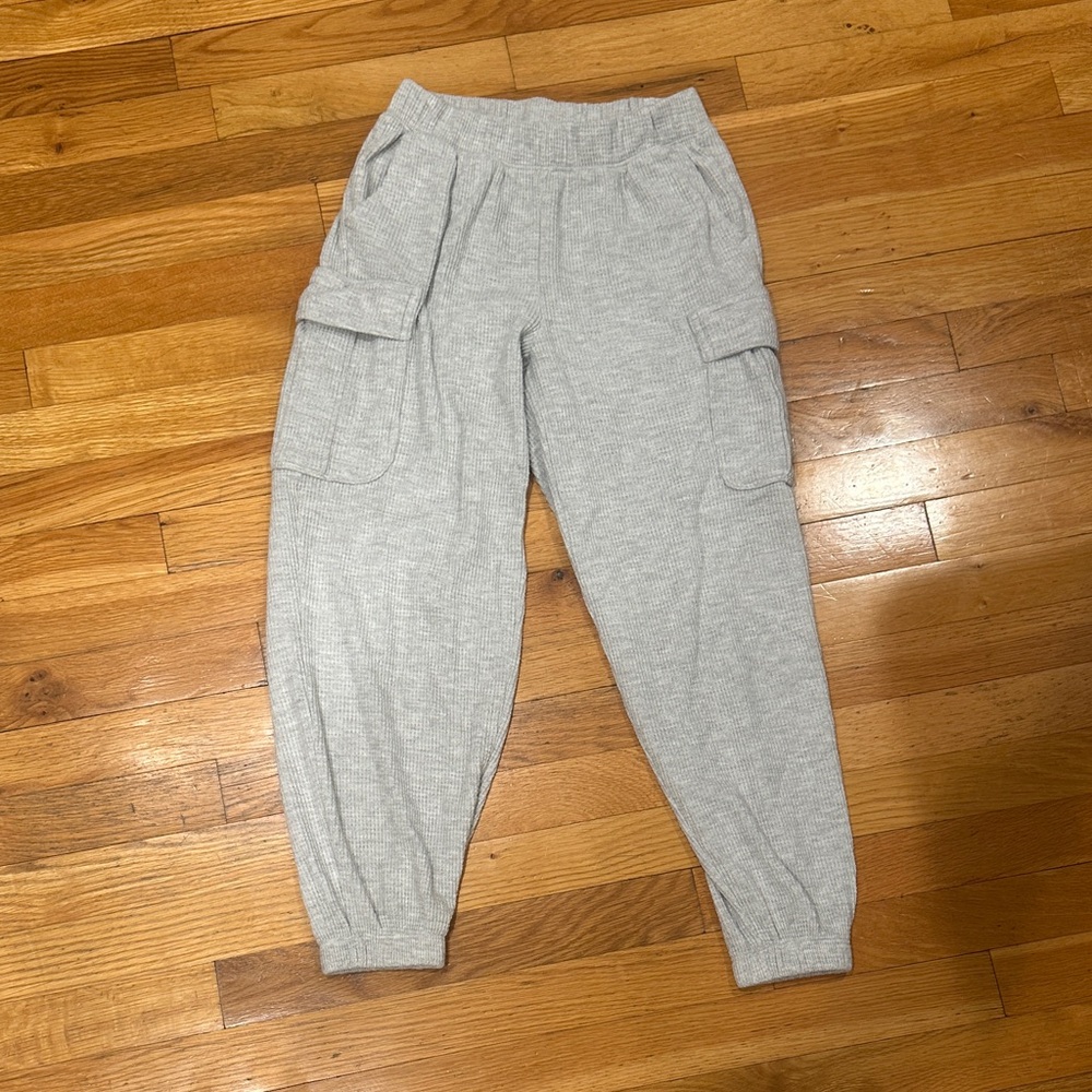 Aerie Light Gray Kids Cargo Joggers and Aerie tan kids cargo joggers